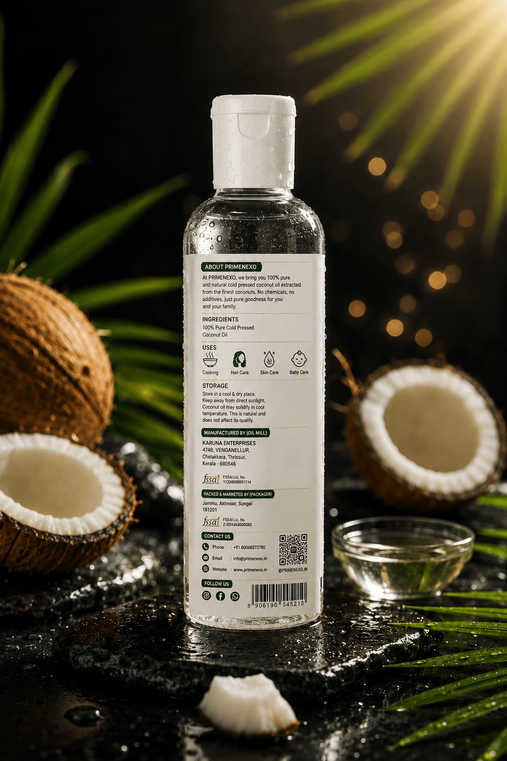 Pure Cold Pressed Coconut Oil Combo (3 × 100ml) - Primenexo